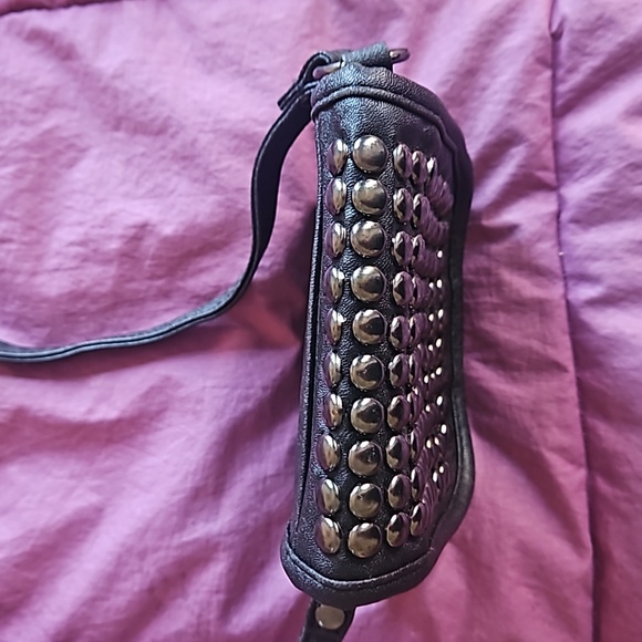 Mark / Avon black crossbody minibag with silvertone metal studs on front flap - Picture 16 of 16
